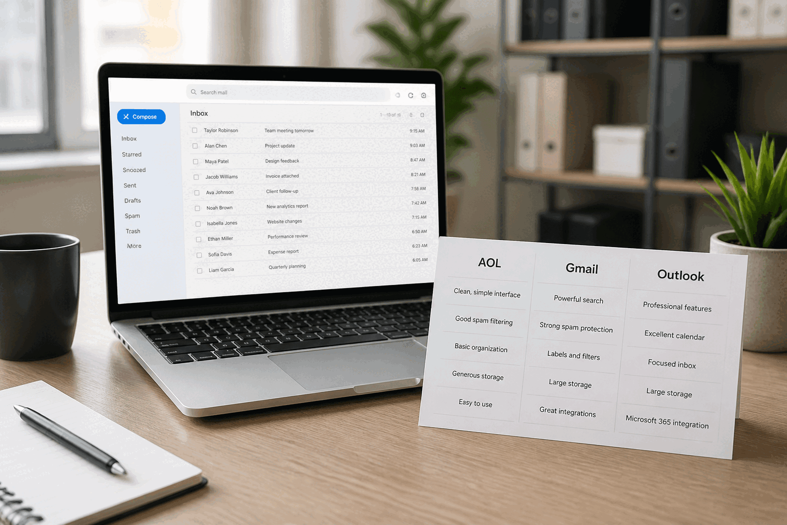 AOL Mail vs Gmail vs Outlook