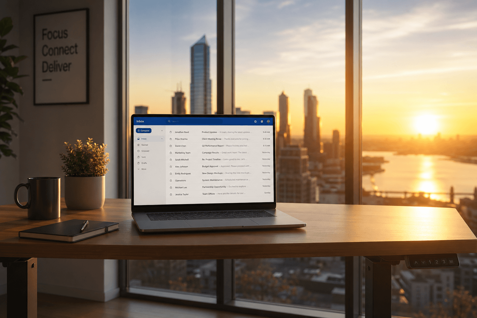 Email enduring at golden hour