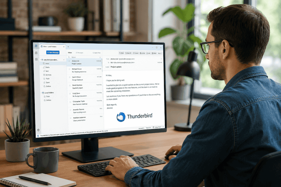 Email client interface comparison on a laptop screen