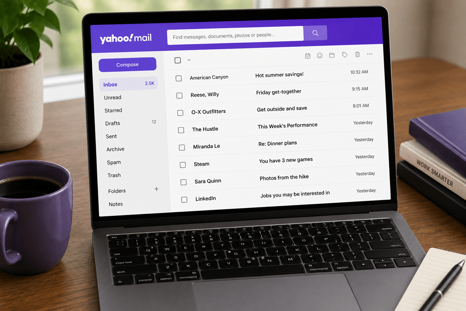 Email migration from Yahoo Mail to a modern email service shown on laptop screen